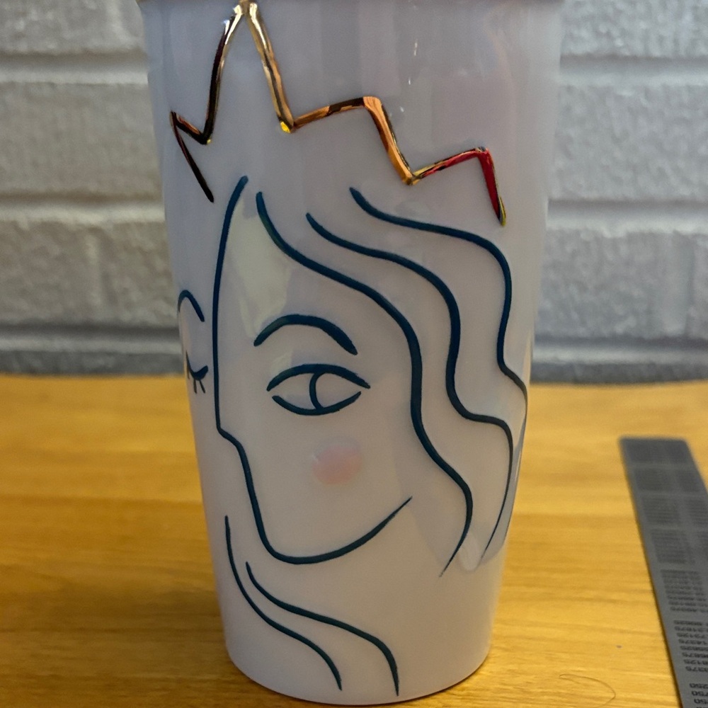 Starbucks '17 Anniversary Gold Crown Siren Ceramic Double Walled 10oz travel Mug - Picture 5 of 10